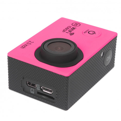 H16 1080P Caméra sport imperméable WiFi portable, écran 2.0 pouces, Generalplus 4248, 170 A + degrés Grand angle, carte support TF (magenta) SH243M4-08