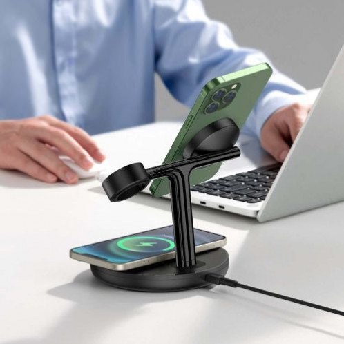 Baseus Wireless Charger Swan stand 3-in-1 Magnetic charger with TypeC cable 15W, 1m Black (WXTE000101) DA2906829-011