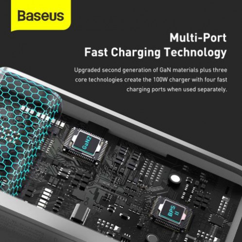 Baseus Travel Charger GaN2 Pro Quick wall charger C+C+U+U, PD 3.0, QC 4.0+, 100W EU White (CCGAN2P-L02) DA3450450-019