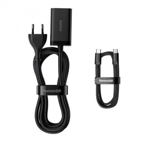 Baseus Travel Charger GaN3 Pro Quick wall charger C+C+U, PD3.0, QC4.0 +, AFC, FCP, SCP, PPS, MTK, (with Type C Type C cable 1m) 65W, Black EU (CCGP040101) DA2122221-017