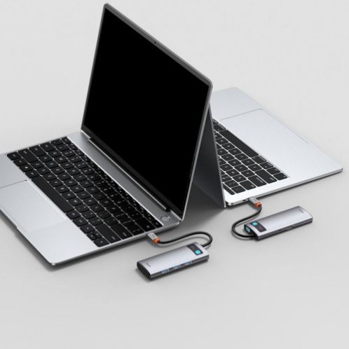 Baseus HUB Metal Glam Series 5-in-1 (3xUSB-A 3.0, Type-C male, Type-C female, HDMI-A), Gray EU (WKWG020013) DA2139930-025