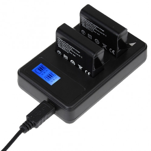 Chargeur de batterie double écran LCD pour GoPro HERO4 (AHDBT-401), affiche la capacité de charge SC31425-00