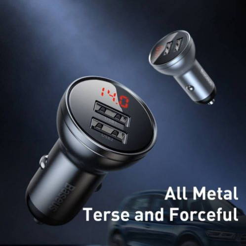 Baseus Car Charger Digital Display Dual USB 4.8A 24W Silver (CCBX-0S) DA477107-08