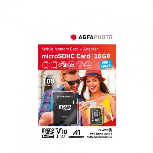 AgfaPhoto MicroSDHC UHS-I 16GB High Speed Class 10U1+Adaptateur 646534-02