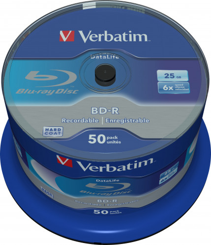 1x50 Verbatim BD-R Blu-Ray 25GB 6x Speed Datalife No-ID boîte 215700-04