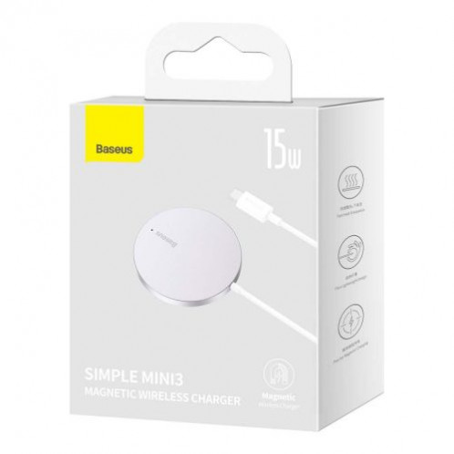 Baseus Wireless Charger Magnetic Simple Mini3, 15W Silver (CCJJ040012) DA1297121-09