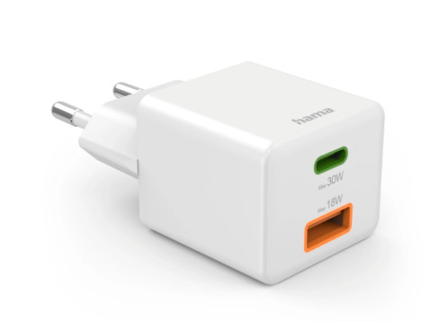 Hama Mini chargeur rapide PD 30W 1xUSB-C/1xUSB-A blanc 201992 140900-018
