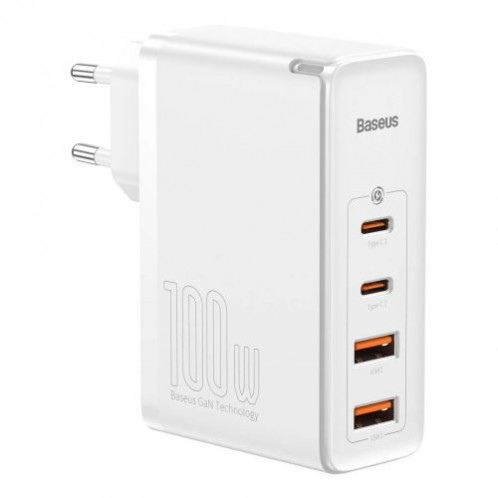 Baseus Travel Charger GaN2 Pro Quick wall charger C+C+U+U, PD 3.0, QC 4.0+, 100W EU White (CCGAN2P-L02) DA3450450-019
