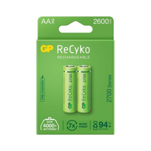 GP Battery (AA) Rechargeable NIMH R6/AA, 270AAHCE-EB2, (2 batteries / blister), 2700mAh DP450594-01