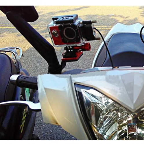 Miroir de rétroviseur de moto Support de support fixe en alliage d'aluminium CNC pour GoPro HERO4 / 3 + / 3, Xiaomi Xiaoyi, caméra SJCAM (rouge) SM006R3-07