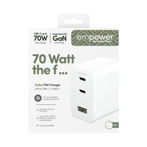 PanzerGlass empower 70W Charger 2x USB-C 1x USB-A White 198209-06
