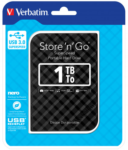 Verbatim Store n Go 2,5 1TB USB 3.0 noir Gen 2 53194 111939-00