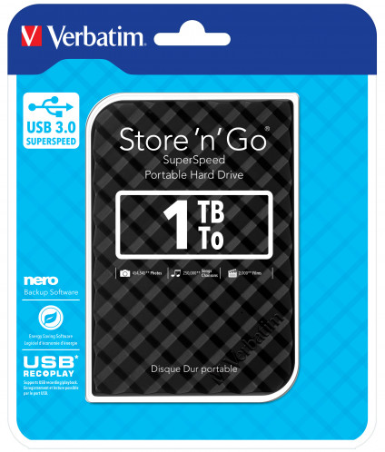 Verbatim Store n Go 2,5 1TB USB 3.0 noir Gen 2 53194 111939-00
