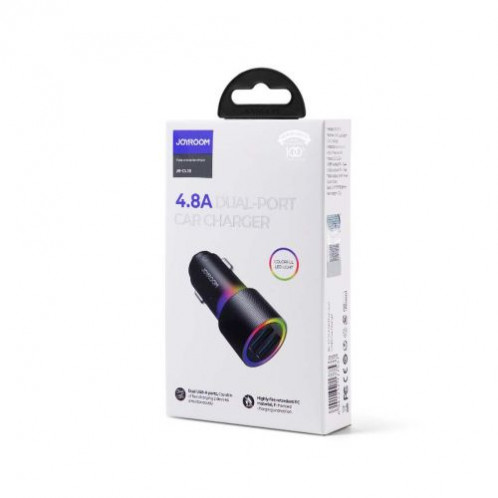 Joyroom Car Charger U+U, 24W, LED Light, Black (JR-CL10) DO313403-07