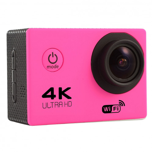 F60 2.0 pouces Écran 4K 170 degrés Grand angle WiFi Sport Action Caméscope avec boîtier étanche, Support 64 Go Micro SD Card (Magenta) SF087M5-08