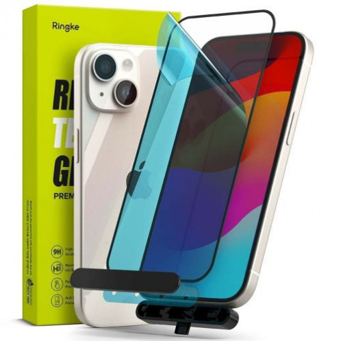 Ringke iPhone 15 Plus Screen Protector Premium Tempered Glass 9H with installation jig Transparent DI458215-014