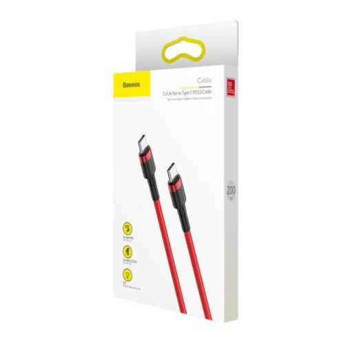 Baseus Type-C Cafule PD 2.0, 60W, flash charging Cable (20V 3A), 2m, Red (CATKLF-H09) DA247335-011