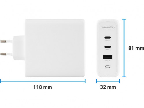 Chargeur USB-C 140 W pour MacBook Pro, iPad et iPhone Novodio C-Charge 140 GaN ADPNVO0039-04