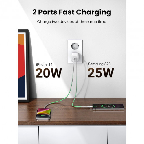 UGREEN Nexode 45W Dual USB-C PD Charger (25W+20W) white 784422-06