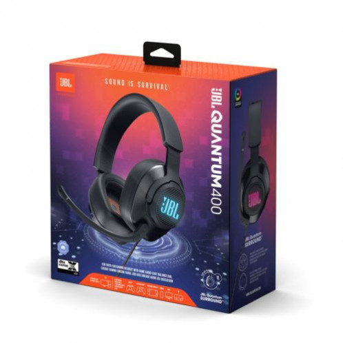 JBL Quantum 400 Headphone Wired Gaming Headset with Microphone, (USB), Black EU DB6300597-04