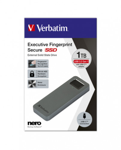 Verbatim Fingerprint Secure SSD USB 3.2 Gen 1 USB-C 2,5 1TB 657981-016