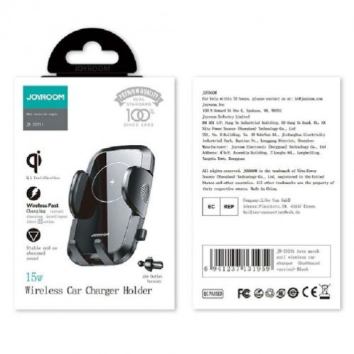 Joyroom Car Mount Wireless Charger (Air Outlet Version) 4.5 6.8 inch, 15W, Black (JR-ZS241-AIR) DO1096408-08