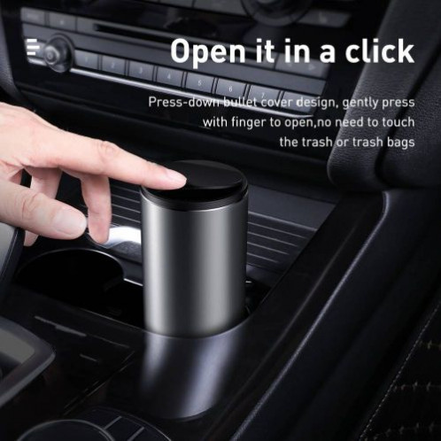 Baseus Car Tool Gentleman Style Vehicle-mounted Trash Can (with Bag 1 roll/30) Black (CRLJT-01) DA646603-014