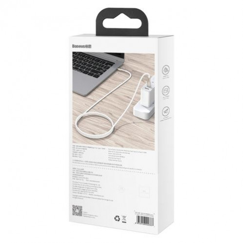 Baseus Type-C Type-C cable Cafule Series Metal Fast charge/data 100W (20V/5A) 1m White (CATJK-C02) DA373866-015
