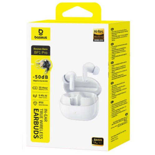 Baseus Earphone Bluetooth BP1 Pro TWS, ANC, BT 6.0, White (A0010505) DA2013605-03