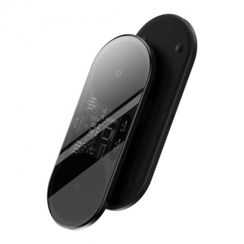 Baseus Wireless Charger Digital LED Display, Dual charging platform, with Type-C cable, 20W Black (WXSX010101) DA1599411-012