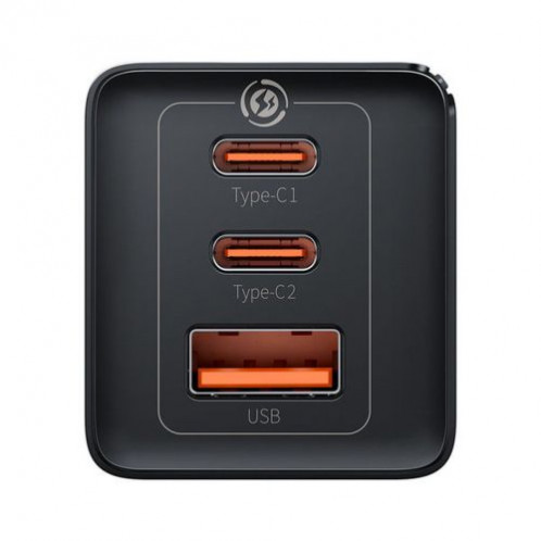 Baseus Travel Charger GaN5 Pro Fast wall charger, C+C+U, QC, AFC, PD 65W with Type-C to Type-C (100W) 1m, Black EU (CCGP120201) DA2362230-03