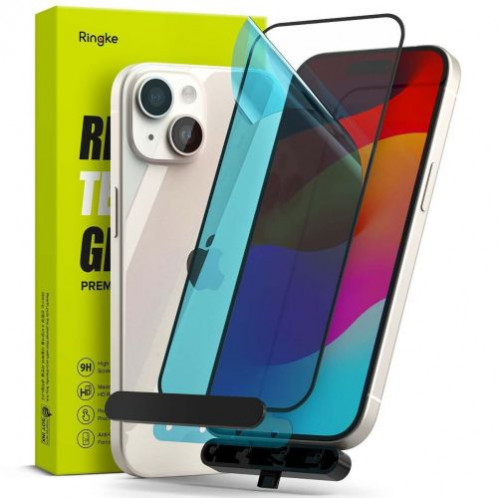 Ringke iPhone 15/ 16 Screen Protector Privacy Tempered Glass 9H with installation jig Transparent DI457407-09