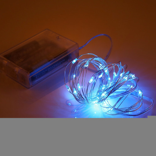 5m 6W 50 LED SMD 0603 IP65 Waterproof 3 x AA Batteries Box Silver Wire Chaîne Lampe Fairy Lampe Décorative, DC 5V (Bleu Light) S516BL1-07
