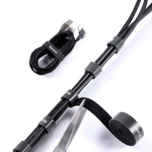 Baseus Tool Rainbow Circle hook and loop Straps / Velcro tape velcro cable organizer 1m Black (ACMGT-E01) DA090351-08