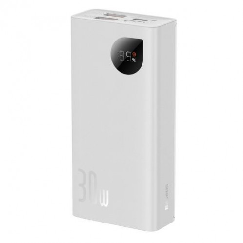 Baseus Power Bank Adaman2 with Digital display, C+U+U, PD 3.0, QC 3.0, 30W, 10000 mAh, with Type-C cable (0.3m), White (PPAD080002) DA2598496-04