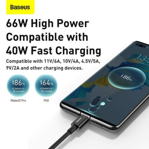 Baseus Type-C Superior series fast charging data cable, 66W(11V/6A), 2m, Black (CATYS-A01) DA238516-011