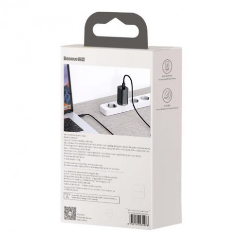Baseus Travel Charger GaN2 Lite Quick Charger C+U QC 3.0 PD 3.0 65W EU Black (CCGAN2L-B01) DA1879653-013