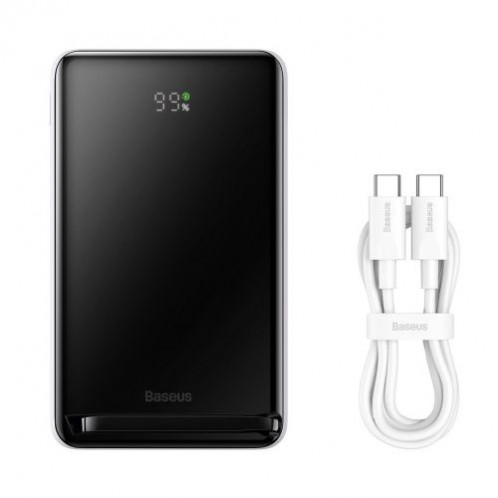 Baseus Power Bank Magnetic Wireless charging (With Xiaobai Type-C to Type-C 60W(20V/3A) 0.5m) MagSafe 15W / PD 20W, 10000 mAh, White (PPCX000202) DA3037302-019