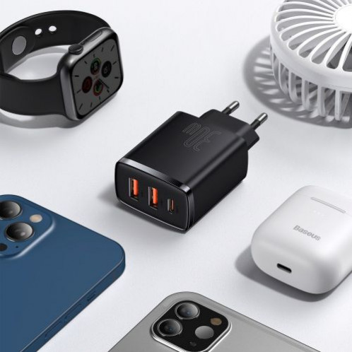 Baseus Travel Charger Compact Quick Charger U+U+C PD3.0, QC 3.0 30W EU Black (CCXJ-E01) DA897422-015
