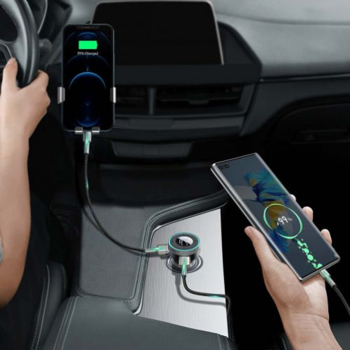 Baseus Car Charger Bluetooth FM Transmitter Enjoy Car with LED display Wireless U+U+3,5mm audio+TF MP3 Charger BT 5.0, 3.4A Black (CCLH-01) DA980938-019