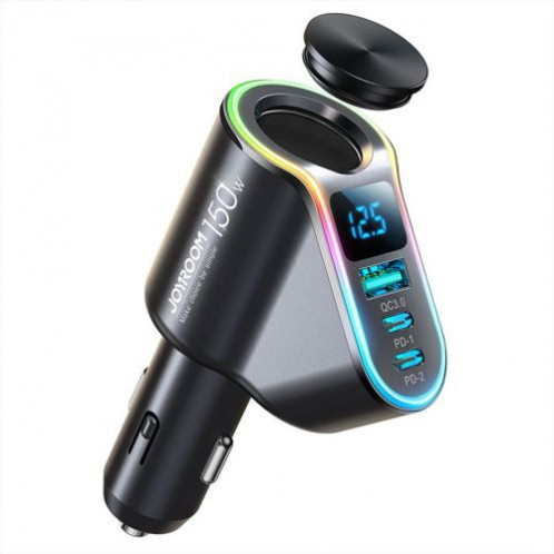 Joyroom Car Charger 4-in-1, Bluetooth Fm Transmitter C+C+U+Cigarette, PD 150W, Black (JR-CL21) DO952336-011