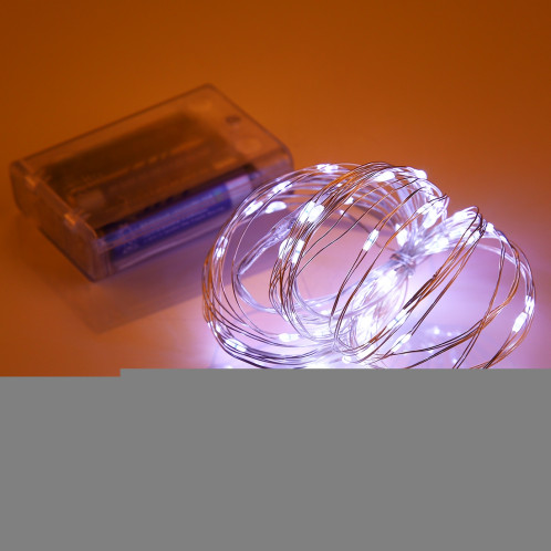 5m 6W 50 LED SMD 0603 IP65 Waterproof 3 x AA Batteries Box Silver Wire String Light Lampe Fairy Lampe décorative, DC 5V (White Light) S516WL7-00