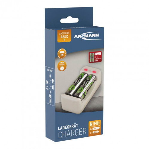 Ansmann chargeur Basic II incl. 2 x AA 1300mAh 1001-0119-01 676937-06
