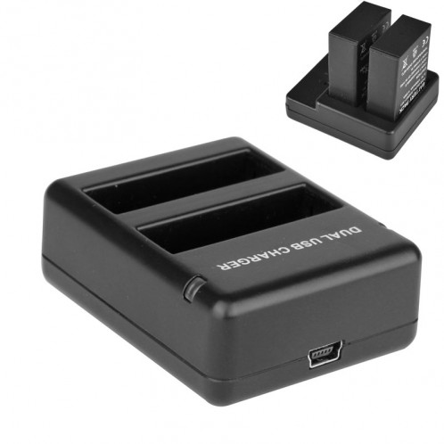 Chargeur de voyage à double batterie USB pour GoPro Hero 4 (AHDBT-401) (Noir) SC565B0-06