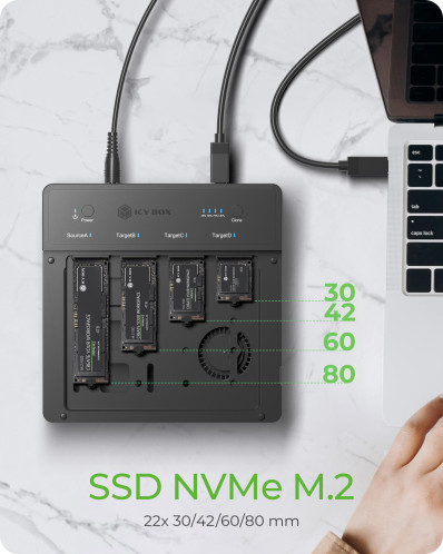 ICY BOX IB-4013MCL-C4 Station de clonage M2 NVMe SSD 168193-07