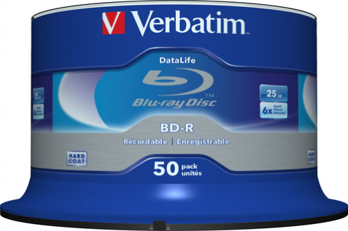 1x50 Verbatim BD-R Blu-Ray 25GB 6x Speed Datalife No-ID boîte 215700-04