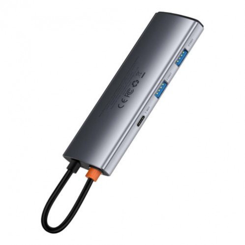 Baseus HUB Metal Gleam series 7-in-1 Multifunctional (Type-C to 2x USB 3.0, PD 100W / HDMI 4K 30Hz / RJ45 1Gbps, Type-C basic) Gray (WKWG020113) DA2678519-024