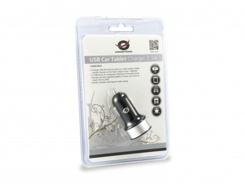 Conceptronic CUSBCAR2A Adapt. d'aliment. pour voiture USB 2.1A 883605-07