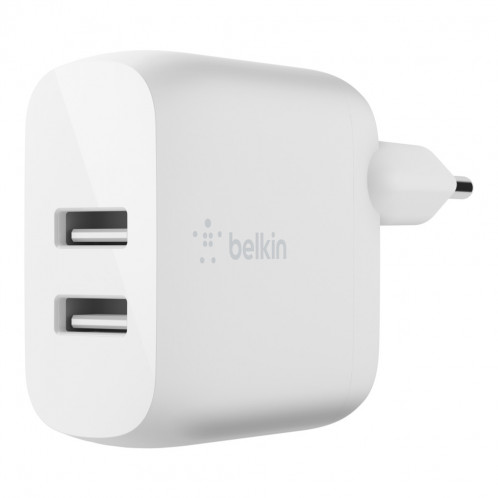 Belkin Dual USB-A chargeur, 24W incl. Lightning câble 1m, blanc 528761-05