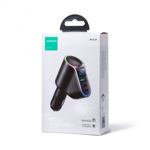 Joyroom Car Charger 4-in-1, Bluetooth Fm Transmitter C+C+U+Cigarette, PD 150W, Black (JR-CL21) DO952336-011